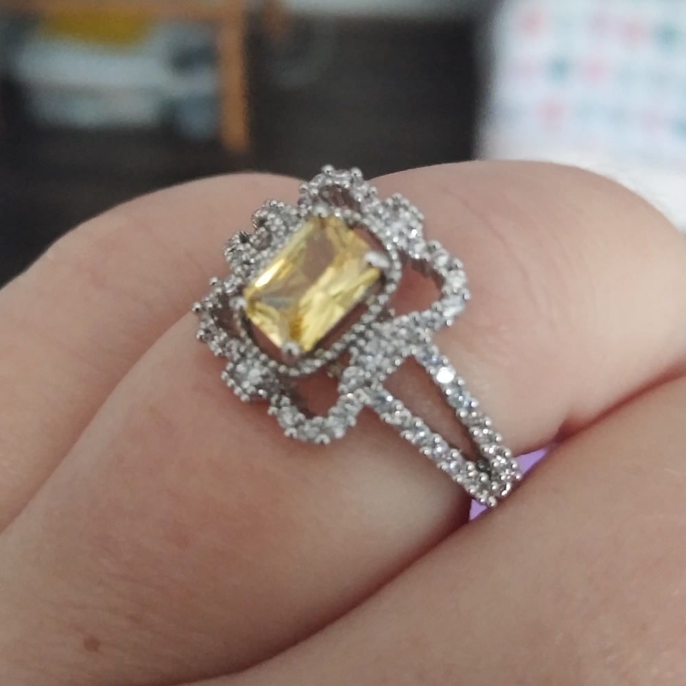 14k WG/Silver Victorian Citrine Topaz Fancy Ring 8 - Picture 10 of 13